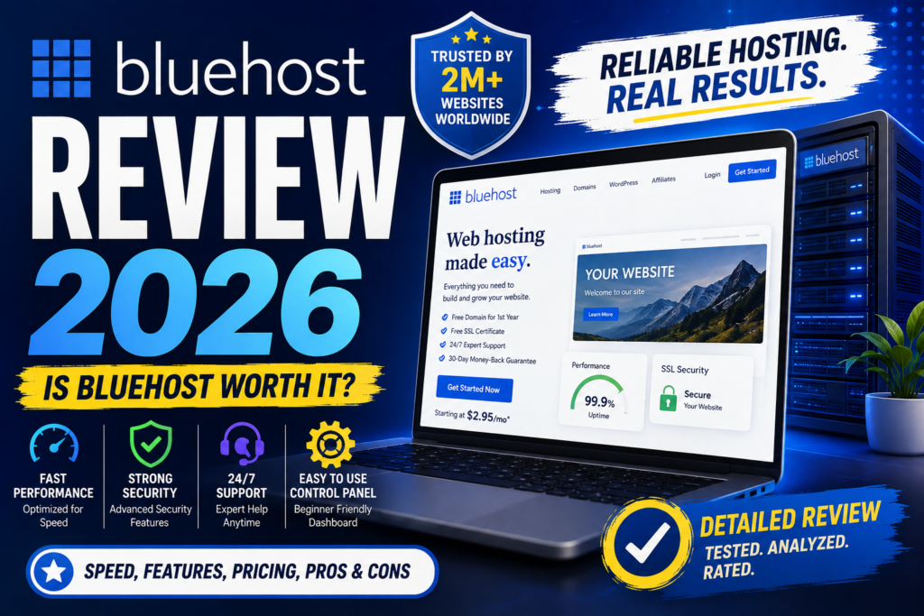 Bluehost review 2026 — pricing, pros and cons for beginners