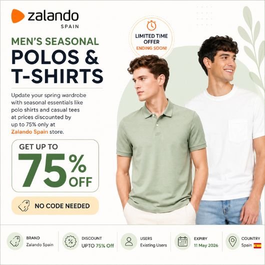 Get Up To 75% Off Men's Seasonal Polos And T-Shirts